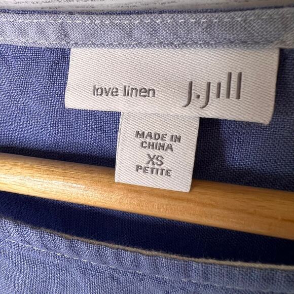 J Jill Dress Womens Size XS Blue & White Love Linen Gingham 100% Linen Tie - Picture 2 of 16